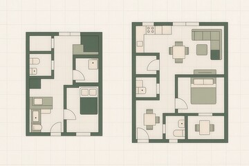 Fototapeta premium Innovative floor plan designs showcasing modern living spaces optimized for functionality and aesthetic appeal in contemporary architecture and interior design concepts