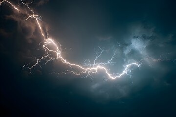 Brilliant White Lightning Spider Webbing Across Dark Storm Clouds Dramatic Weather Electric Nature Photography