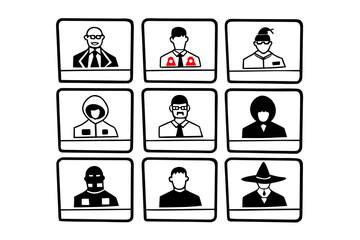 A Set of Black and White Icons for Cybersecurity Career Roles