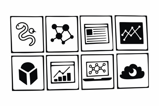 A Collection of Stylized Data Science Tool Icons