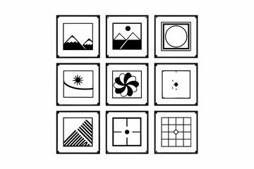 A set of icons illustrating photography composition principles