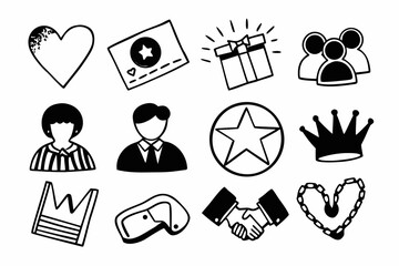 Hand drawn icons representing a customer loyalty program