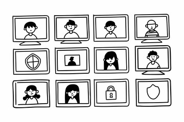 Hand Drawn Online Safety Icons for Children