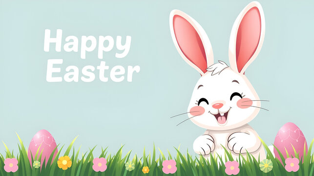 Cute easter bunny peeps out. Easter bunny. Happy bunny. Happy Easter - Vector