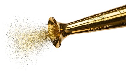 Obraz premium Golden trumpet with shimmering particles