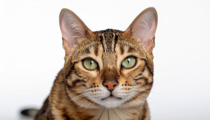 Obraz premium Striking Frontal Portrait of a Bengal Cat with Leopard Spots