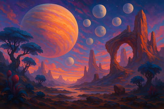Alien planet landscape digital art