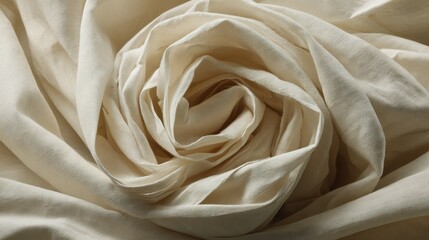 Soft Beige Cotton Fabric Elegantly Draped With an Open Center Showcasing Gentle Folds and Curves