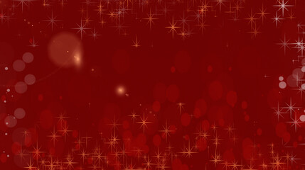 red color with star and bokeh ornaments for Christmas and New Year greetings