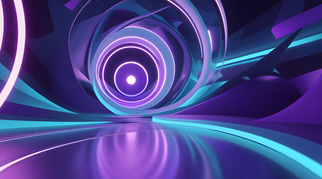 Free 3D Abstract Geometry Animated Background Loop - Neon Purple & Cyan (Cyber) Photorealistic Unreal Engine 5
