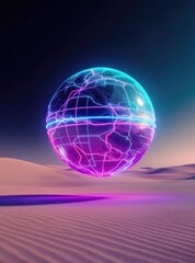 Futuristic Globe Desert Landscape.