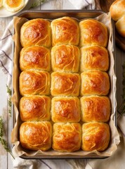Golden Brown Dinner Rolls Baking Sheet.