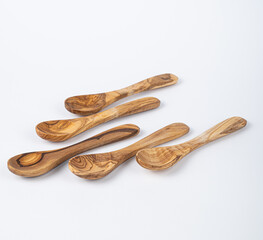 Wooden spoon for food. Kitchen utensils made of wood.