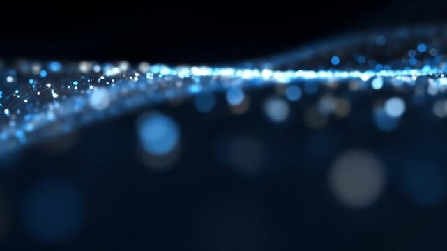 Abstract Futuristic Blue Glowing Light Particles Wave Digital Background for Technology, Data, and Connection Concepts
