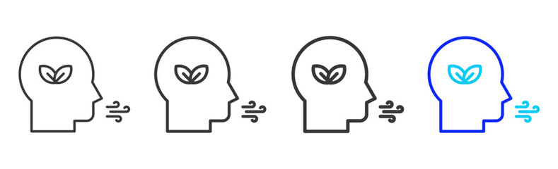 calm breath icon set collection in creative outline style for states of mind featuring multiple thickness variations suitable for wellness meditation relaxation visual ai