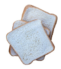 White bread slices on a white or transparent background.Top view. Great option for promoting breakfast and for healthy baked products.