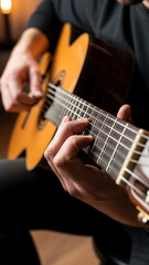 Fototapeta premium Musician's hands playing a classical guitar.