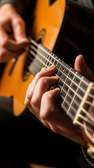 Fototapeta premium Musician's hands playing a classical guitar.
