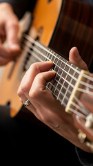 Fototapeta premium Musician's hands playing a classical guitar.