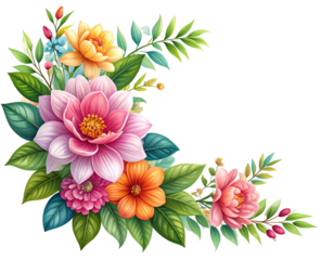 strawberry isolated on white background clipping path full depth of field - Firefly_Corner style floral design isolated on transparent background.