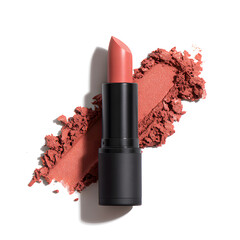 Red lipstick tube isolated on white mock up 