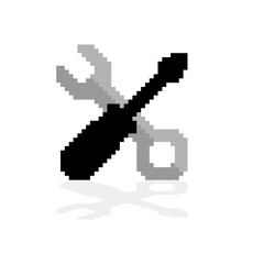 Pixelated Tools Icon for Settings and Maintenance. Reparation Pixel Logo.