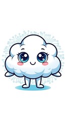 Obraz premium Adorable Cloud Character with Big Eyes and Rosy Cheeks.