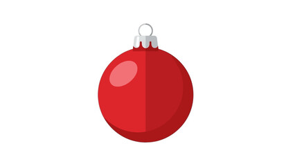 Obraz premium A shiny red Christmas ball ornament with a silver cap, isolated on a plain white background as a vector illustration.