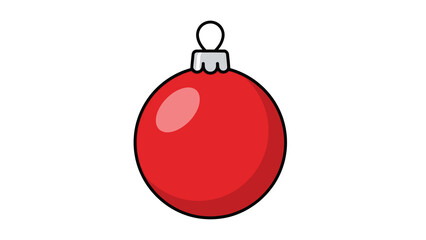 Fototapeta premium A simple red Christmas tree ornament with a silver top on a white background.