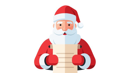 Santa Claus holding a scroll with a list of names, dressed in his traditional red suit and hat.