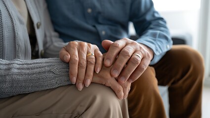 Senior couple holding hands symbolizing love trust and companionship together