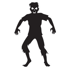 Zombie and Graveyard Horror Silhouettes on White Background Vector Fully Editable Smart Object Text Effect