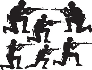 Fototapeta premium Soldier Military War Silhouettes on White Background Vector Fully Editable Smart Object Text Effect