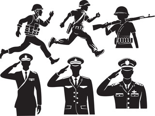 Fototapeta premium Soldier Military War Silhouettes on White Background Vector Fully Editable Smart Object Text Effect