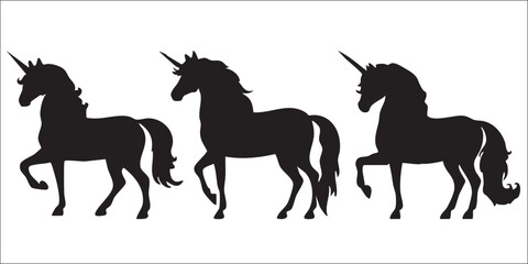 Unicorn Magical Silhouettes on White Background Vector Fully Editable Smart Object Text Effect