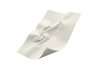 Crumpled white paper sheet floating isolated on black background showing wrinkles and texture