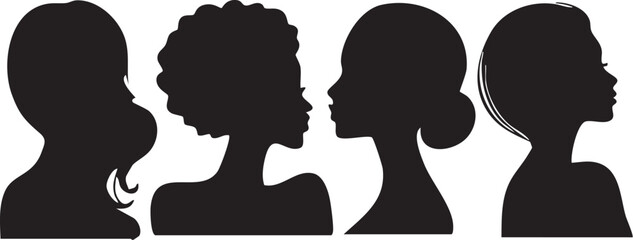 Female Figure and Head Silhouettes  Vector Fully Editable Smart Object Text Effect