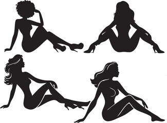 Sexy Fashion Model Woman Silhouettes  Vector Fully Editable Smart Object Text Effect