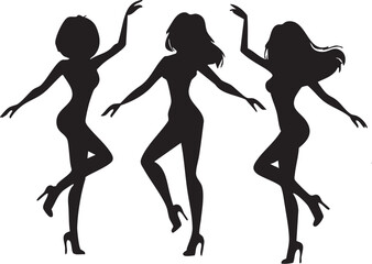 Dancing Women Silhouettes  Vector Fully Editable Smart Object Text Effect
