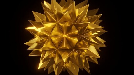 Abstract Golden Starburst Geometric Form Rotating Dark Background Cinematic - Powered by Adobe