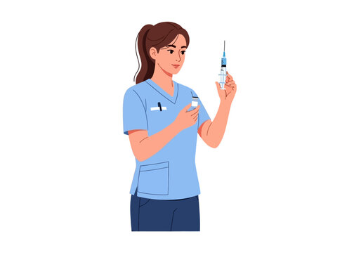 Nurse Preparing Injection: Healthcare Professional with Syringe and Vial - Powered by Adobe