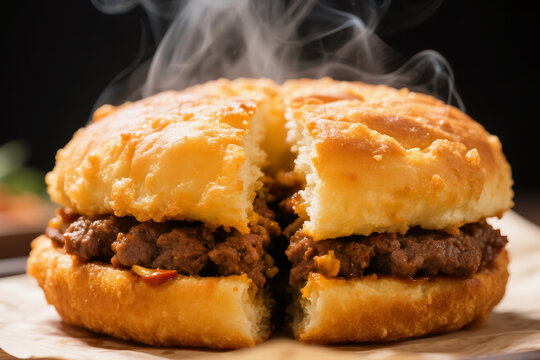 Hot Somali Sumburger with Crispy Fried Bun and Spiced Beef Filling