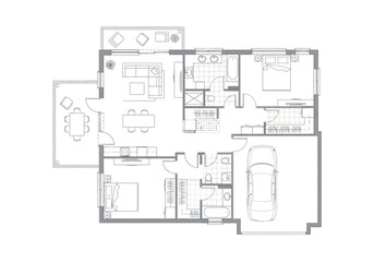 Detailed Architectural Floor Plan of a Modern House with Garage