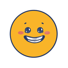 Cute Grinning Emoji – Happy Cartoon Smiley with Big Smile. Perfect for positive messaging, kids’ materials, stickers, educational visuals, and mood icons.