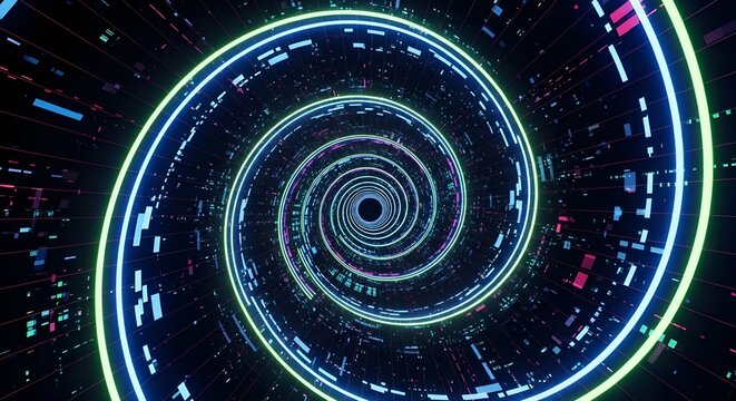 Blue spiral vortex with glowing abstract energy swirl motion