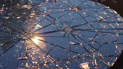 Abstract Shattered Glass Sparkle Motion Loop Dark Background Cinematic - Powered by Adobe