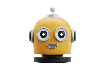 Obraz premium Cheerful cartoon robot with optimistic smile ready for innovative tech projects, modern design, ai concepts, futuristic education, or kids' animation