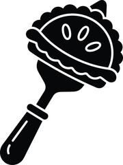 Single silhouette slice of fruit pie served on fork delicious sweet dessert food icon graphic vector