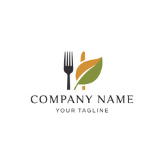 Elegant logo featuring a fork and leaf, symbolizing healthy eating and natural food options.