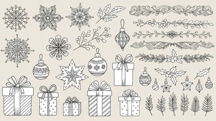 Obraz premium Hand-Drawn Festive Ornament Collection